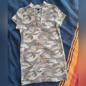 Alya Camo Mock-Neck Dress